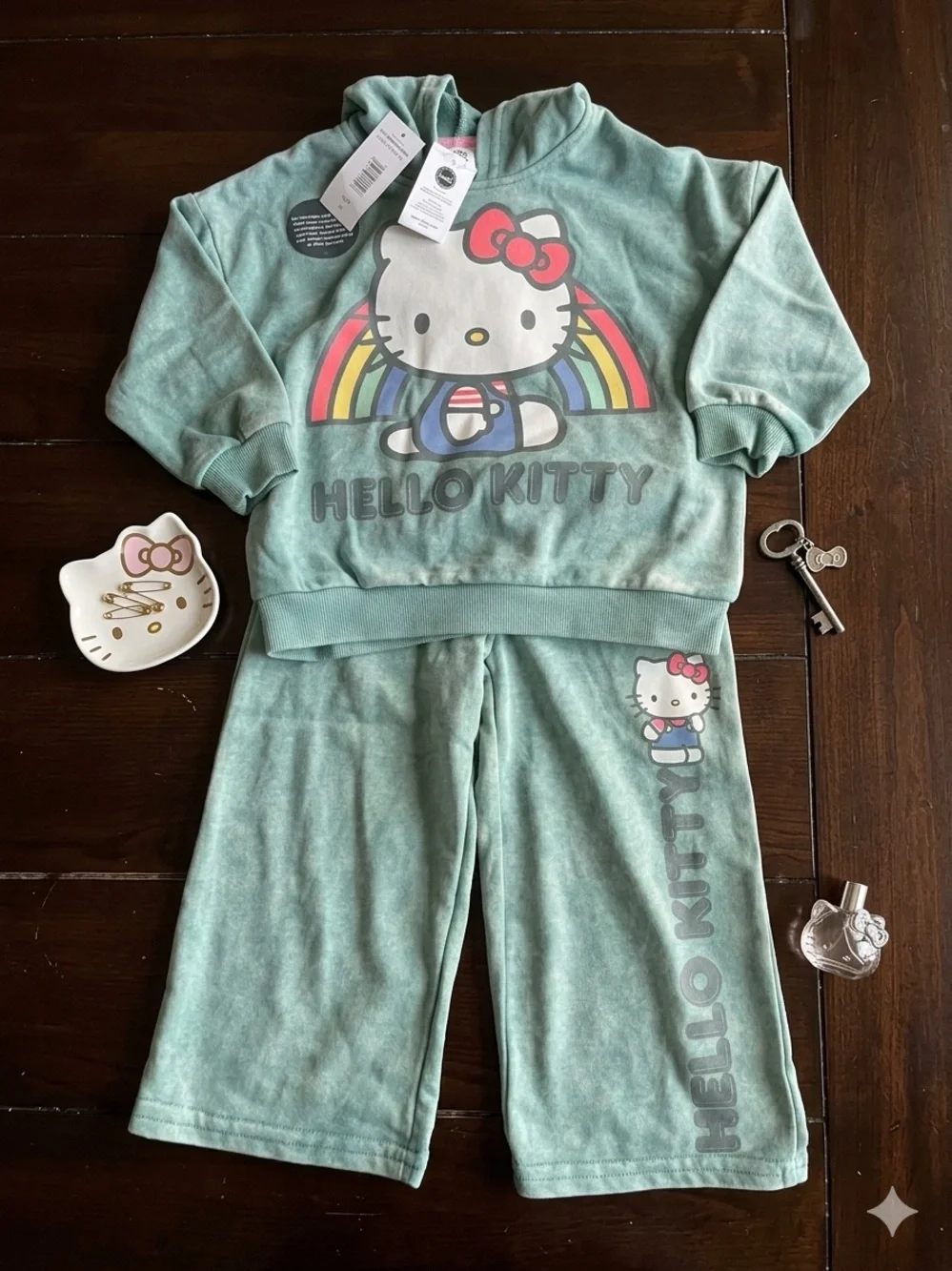 NWT Hello Kitty Toddler Girls Hoodie Wide Leg Pants 2pc Matching Set 2T